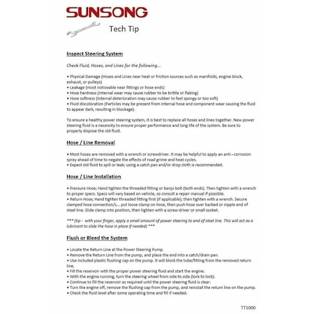 Sunsong 3403682 Power Steering Reservoir Line Hose 3403682